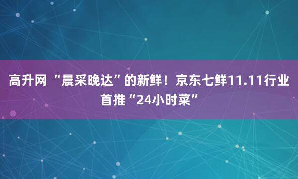 高升网 “晨采晚达”的新鲜！京东七鲜11.11行业首推“24小时菜”